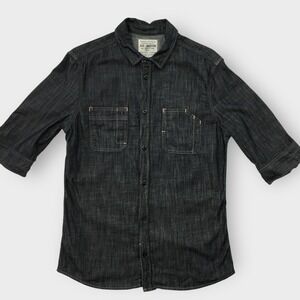 AllSaints Spitalfields Haiiro Indigo Half Sleeve Denim Shirt Medium